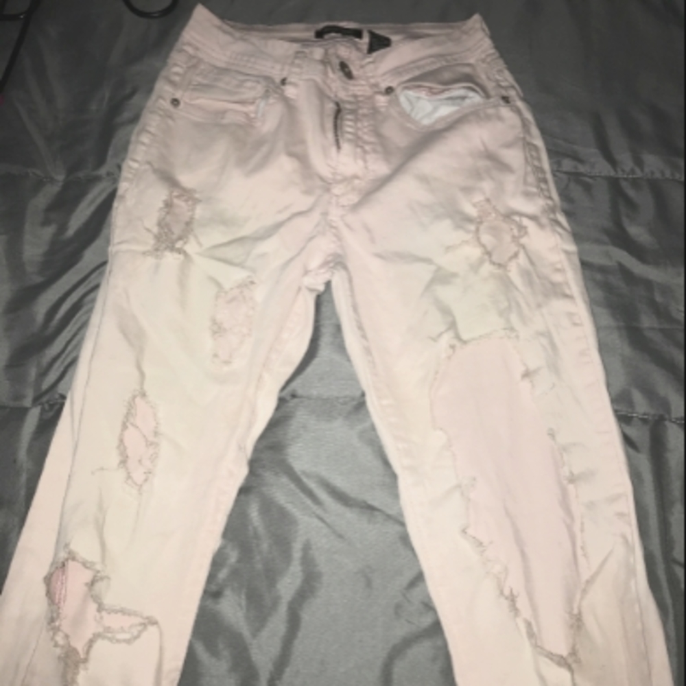 Pink High Waisted Ripped Jeans